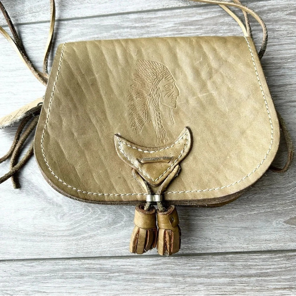 Vintage OTTO Full Leather Tribal Satchel Crossbody Bag - Picture 3 of 16